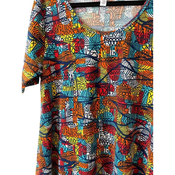 Lularoe Womens Top Sz Small Red Geo-Print Tunic - Picture 4 of 6